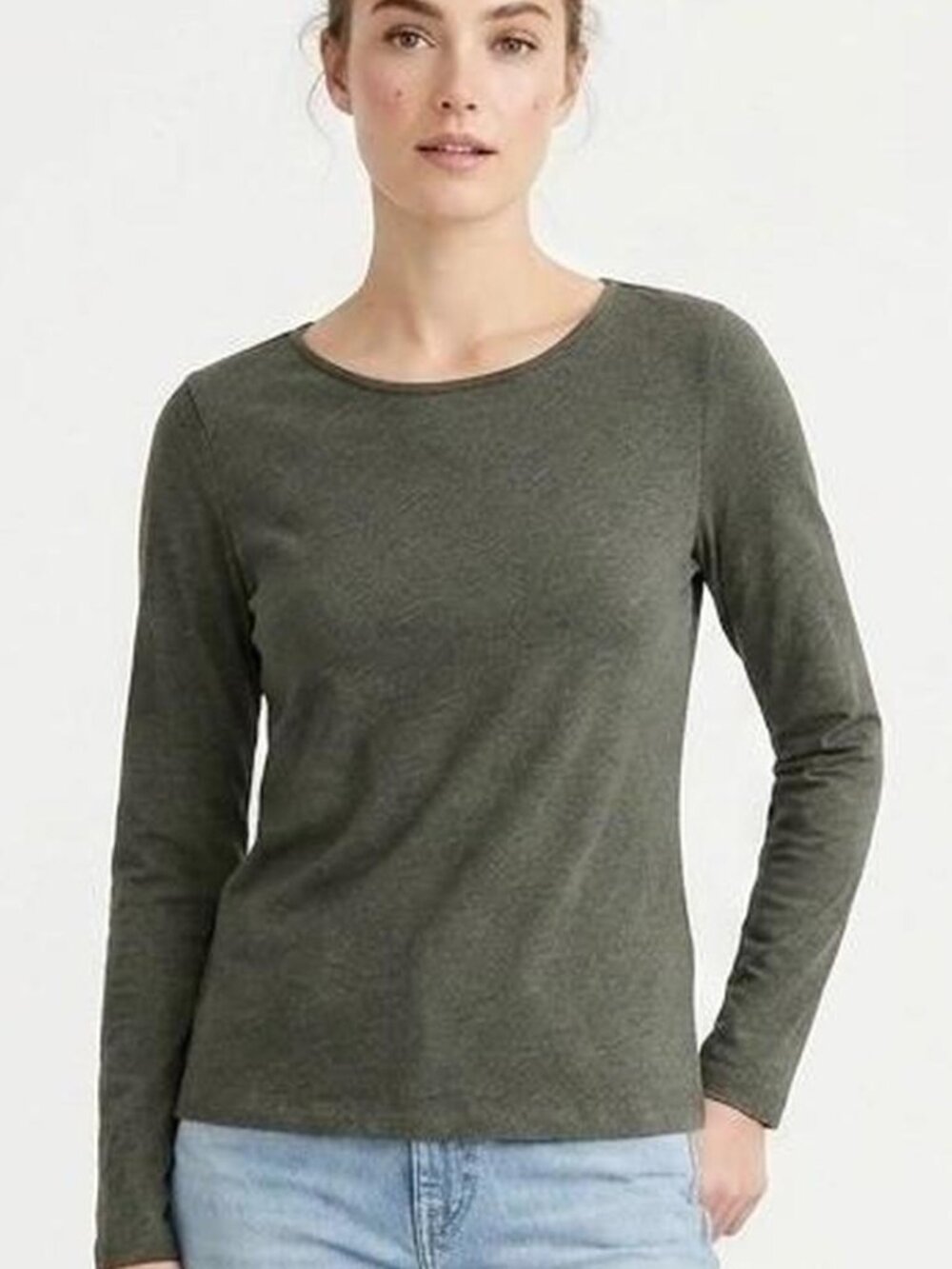 NWT J Crew Women's Boatneck Cotton Artists Long Sleeve Tee; Green; Size: M
